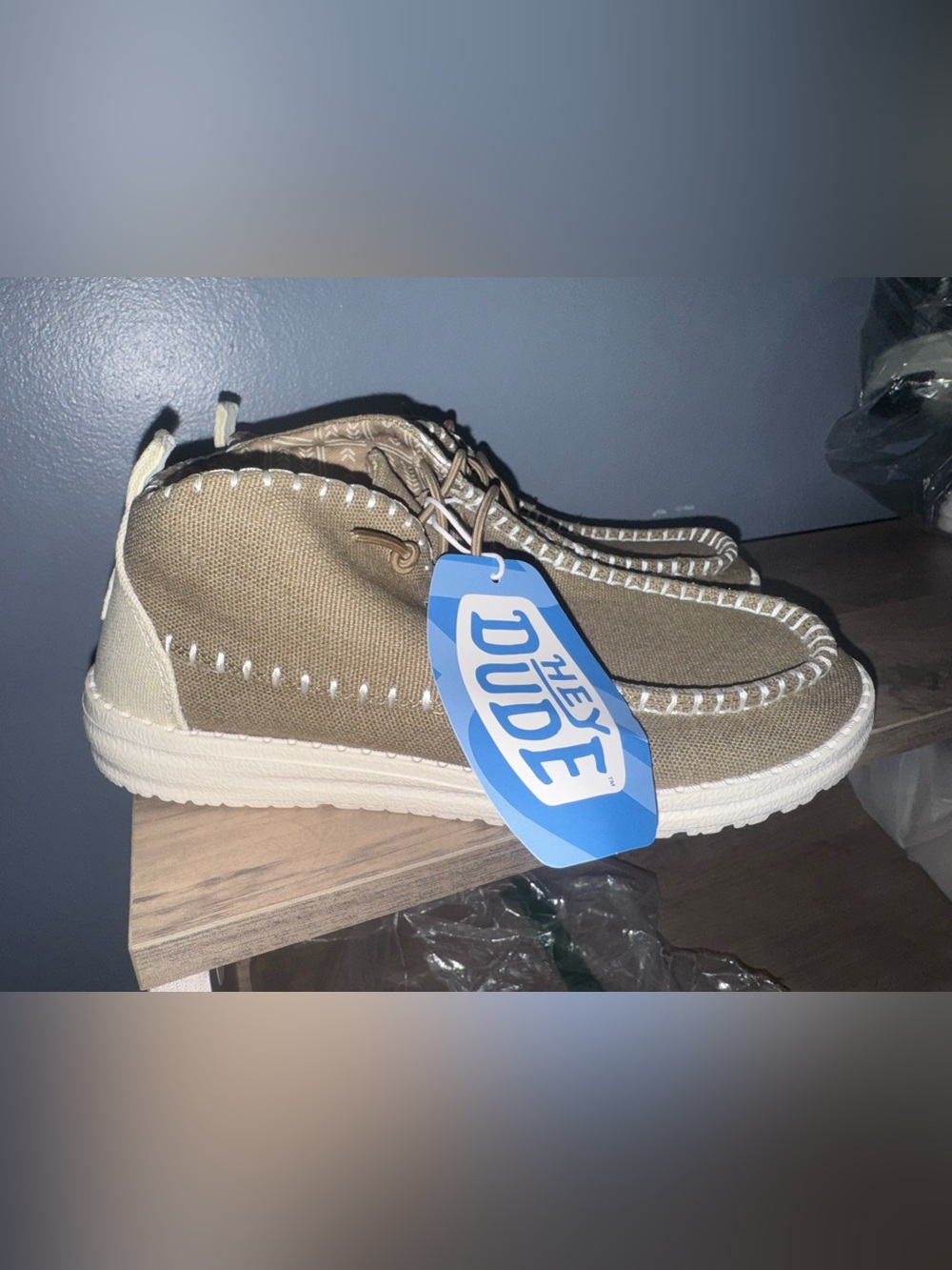 Hey Dude womens Wendy mid stonewash canva 7 Brown Lightweight Casual Shoe